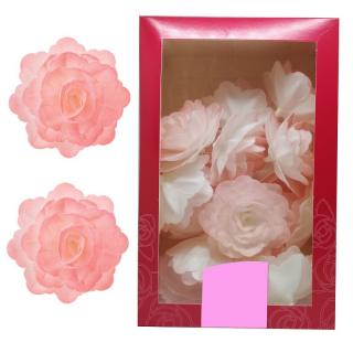 Dekorace oplatková - Růže velká 55 mm, sv.růžová 15 ks
