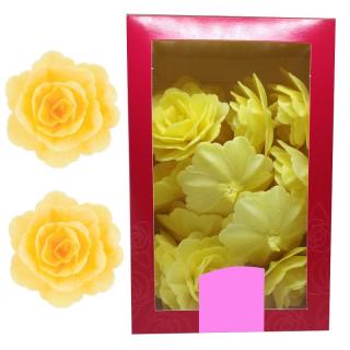 Dekorace oplatková - Růže velká 55 mm, žlutá 15 ks