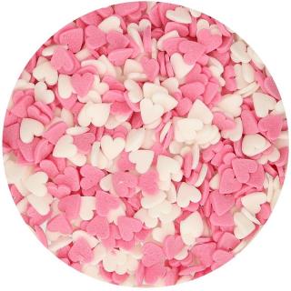 FunCakes Cukrové zdobení Srdíčka růžové a bílé 60 g