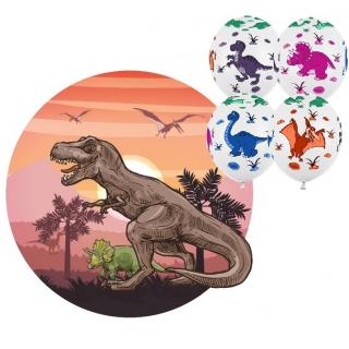 Obrázek Jedlý papír Dino a balónky Dinosauři 6 ks
