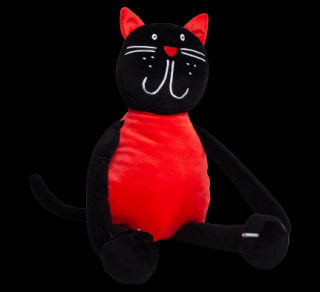 Plyšová kočka velká černo-červená
