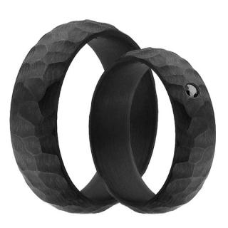 Karbonové snubní prsteny s černým zirkonem