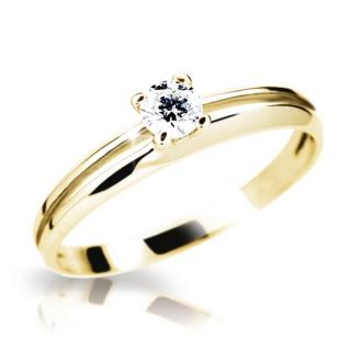 Klasický zlatý zásnubní prsten DF 1272  se zirkony