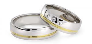 Kombinované snubní prsteny z chirurgické oceli se 14ct zlatem OZ1006