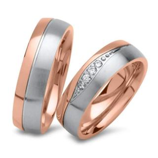 Ocelové v barvě Rose Gold snubní prsteny