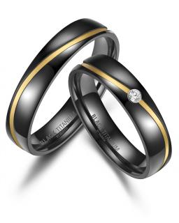 Snubní prsteny Black Titanium  Gold line