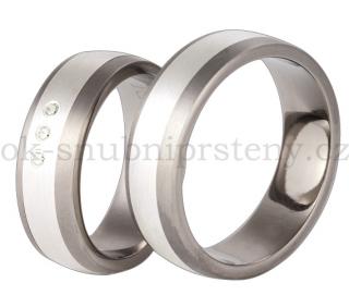 Snubní prsteny titanové se stříbrem TS69-7