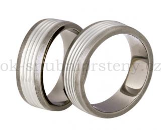 Snubní prsteny titanové se stříbrem TS80-7
