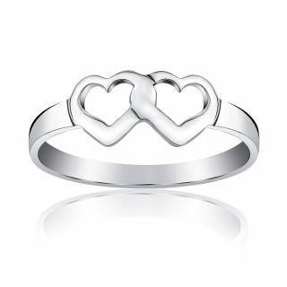 Stříbrný prsten dvojité srdce