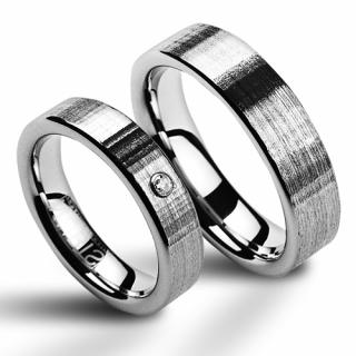 Wolframové snubní prsteny - pár NWF1009-Zr