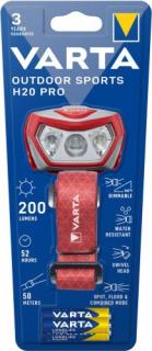 Čelová svítilna VARTA 17650 OUTDOOR SPORTS H20 Pro , LED, 200lm, vč.3xAAA (Recyklační příspěvek 2,10 Kč bez DPH/ks)
