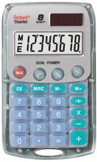 Kalkulačka kapesní REBELL Starlet, 8-místný displej, transparentní (Recyklační příspěvek 0,84 Kč bez DPH/ks)