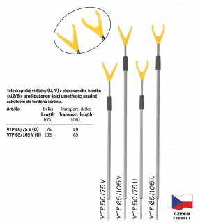 Vidlička teleskopická s prodlouženou špicí - VTP Délka: 50/75, Koncovka: V