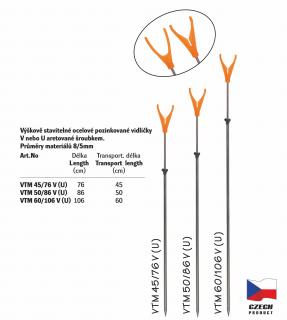 Vidlička teleskopická - VTM Délka: 60/106 cm, Koncovka: U oranžová