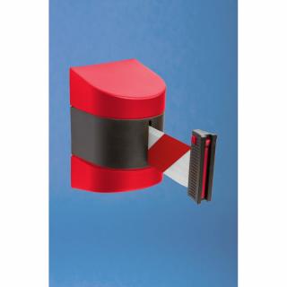 Nástěnná kazeta s páskou 5 m a brzdou Název: červený obal, červenobílá páska