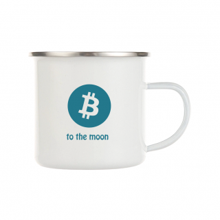 Smaltovaný hrnek (plecháček) Bitcoin to the moon