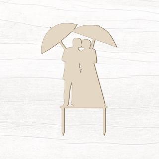 Zápich do dortu - Novomanželé s deštníky