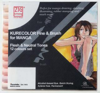 Sada popisovačů KURECOLOR FINE & BRUSH Flesh & Neutral Tones - 12 ks