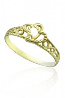 Dámský prsten ze žlutého zlata srdíčka