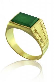 Zlatý pánský pečetní prsten s chryzoprasem