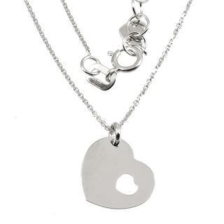 Dámský náhrdelník srdce bílé zlato 864 Délka náhrdelníku: 42 cm