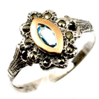 Dámský prsten portugalské stříbro 1727 Barva kamene: modrá světlá