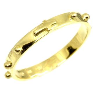 Růžencový prstýnek 357 zlatý Barva zlata: bílá, Velikost prstenu: 49