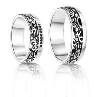 Stříbrné snubní prsteny Ashton a Mila Rytina: Rytina do snubních prstenů