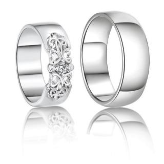 Stříbrné snubní prsteny Mark a Bridgite Rytina: Bez rytiny