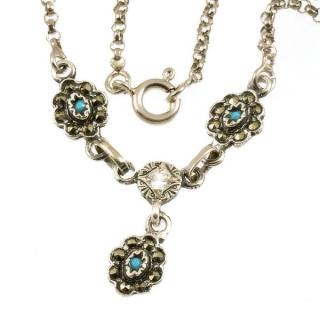 Stříbrný náhrdelník s tyrkysy 302 portugalské stříbro Délka náhrdelníku: 45 cm
