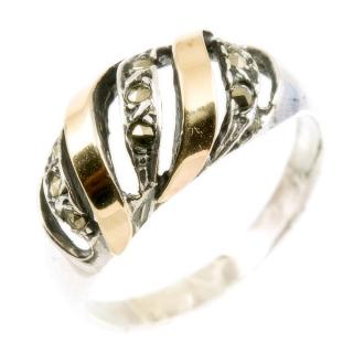 Stříbrný prsten s markazity 654 Velikost prstenu: 56