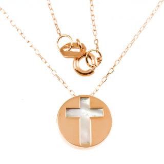 Zlatý dámský náhrdelník s křížkem růžové zlato 886 Délka náhrdelníku: 42 cm
