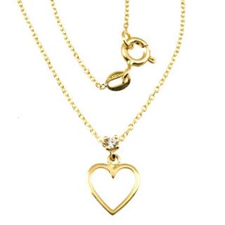 Zlatý dámský náhrdelník se srdíčkem 865 Délka náhrdelníku: 42 cm