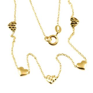 Zlatý dámský náhrdelník srdíčka 907 Délka náhrdelníku: 42 cm