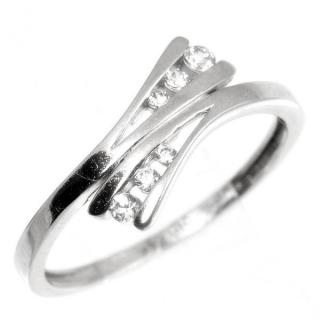 Zlatý dámský prsten se zirkony bílé zlato 1028 Velikost prstenu: 50