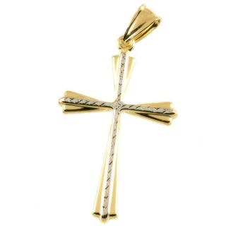 Zlatý kříž žluté a bílé zlato 396