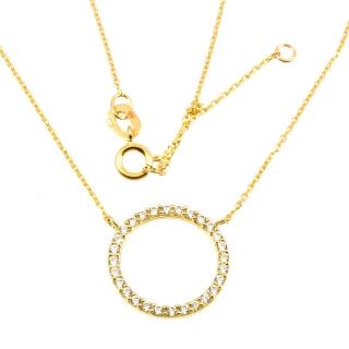 Zlatý náhrdelník 082 zirkonové kolečko Délka náhrdelníku: 45 cm