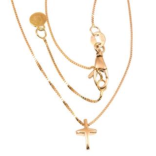 Zlatý náhrdelník křížek růžové zlato 866 Délka náhrdelníku: 42 cm