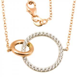 Zlatý náhrdelník propletené kroužky 1027 růžové zlato Délka náhrdelníku: 42 cm