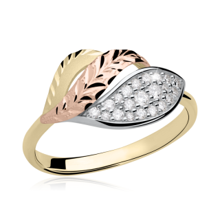 Zlatý prsten kombinace zlata 1325 s brilianty Velikost prstenu: 53