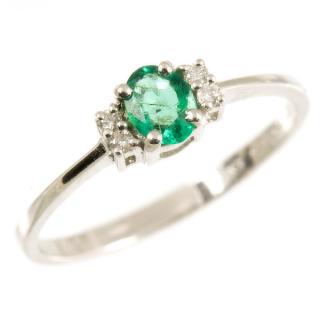 Zlatý prsten s přírodním smaragdem a brilianty 1896 18ti karát. zlato: 750/1000, Velikost prstenu: 55