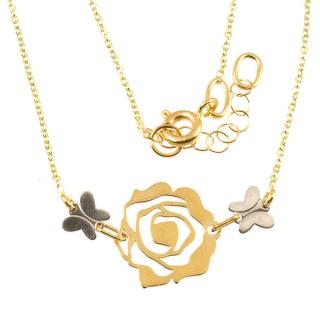 Zlatý řetízek s růží a motýlky 451 Délka náhrdelníku: 45 cm