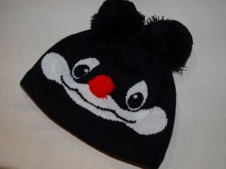 Dětská zimní čepice panda černá (Pletená čepice pro děti)
