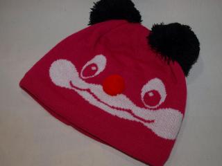 Dětská zimní čepice panda růžová (Pletená čepice pro děti)