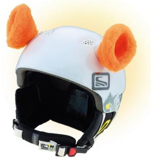 Uši na helmu CRAZY MEDVĚD oranžový (Nalepovací ozdoba na přilbu)