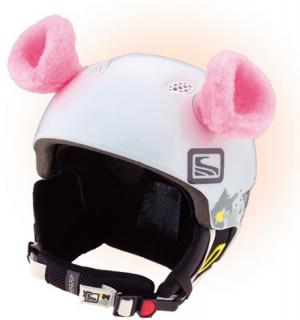 Uši na helmu CRAZY MEDVĚD růžový (Nalepovací ozdoba na přilbu)