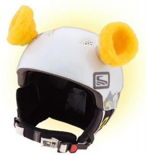 Uši na helmu CRAZY MEDVĚD žlutý (Nalepovací ozdoba na přilbu)