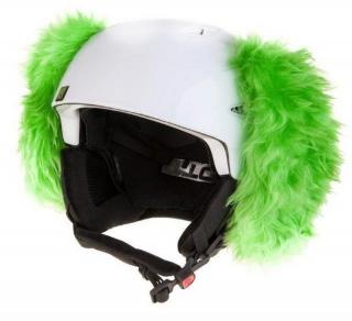 Uši na helmu CRAZY PES zelený (Nalepovací ozdoba na přilbu)