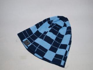 Zimní čepice merino modrá / sv. modrá (Pletená čepice vlna merino)