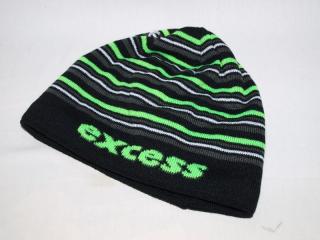 Zimní čepice pruhy černá / zelená (Pletená čepice se vzorem)